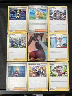 8 Pokemon girl trainers Cards and 1 Sexy Anime Waifu Card - Image 1
