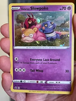 POKEMON GALARIAN SLOWPOKE SWSH126 PROMO BLACK STAR COSMOS HOLO SWIRL NM CARD - Image 1