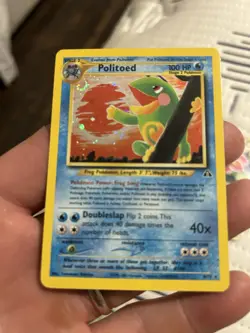 Pokemon TCG Politoed Neo Discovery Holo Card 8/75 Unlimited Rare Swirl - Image 1
