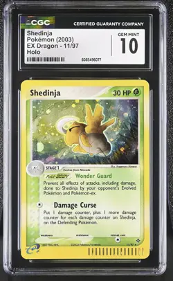 CGC 10 GEM MINT Shedinja 2003 EX Dragon 11/97 Holo SWIRL Pokemon Card - Image 1