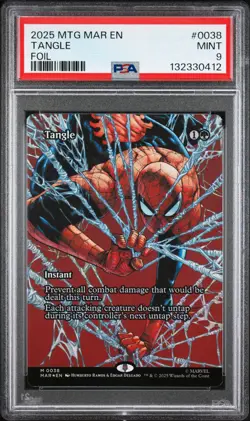 2025 MTG MARVEL'S SPIDER-MAN: SOURCE MAT FOIL #0038 TANGLE PSA 9 - Image 1