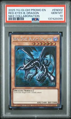 2025 YU-GI-OH! NIKE COLLABORATION PROMO #EN002 RED-EYES BLACK DRAGON PSA 10 - Image 1
