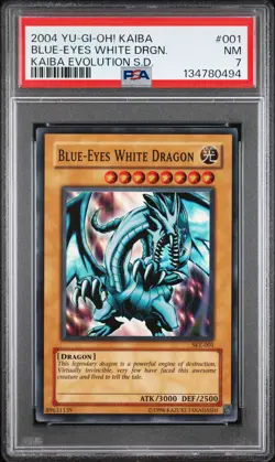 2004 YU-GI-OH! KAIBA EVOLUTION STARTER DECK #001 BLUE-EYES WHITE DRAGON PSA 7 - Image 1