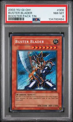 2003 YU-GI-OH! BOOSTER PACK TIN #008 BUSTER BLADER PSA 8 - Image 1