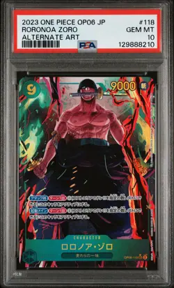 2023 ONE PIECE JPN OP06-WINGS OF THE CAPTAIN ALTERNATE ART RORONOA ZORO PSA 10 - Image 1