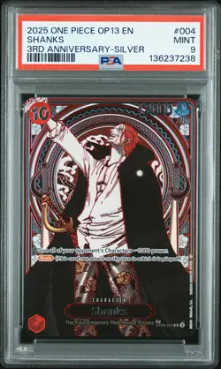 2025 ONE PIECE OP13-CARRYING ON HIS WILL 3RD ANNIVERSARY-SILVER SHANKS PSA 9 - Image 1