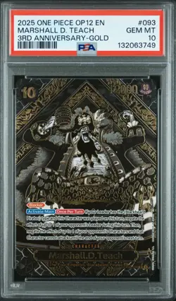 ONE PIECE OP12-LEGACY OFTHE MASTER 3RD ANNIV-GOLD MARSHALL D. TEACH PSA 10 🔥ENG - Image 1