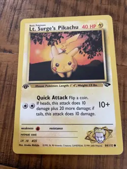 Pokemon Card - Lt. Surge's Pikachu Gym Challenge 84/132 Common 1st Edition - Image 1