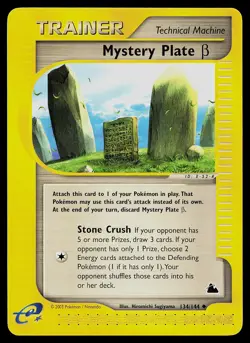 Pokemon Card - Mystery Plate Beta Skyridge 134/144 Uncommon - Image 1