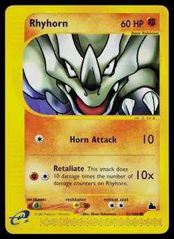 Pokemon Card - Rhyhorn Skyridge 91/144 Common - Image 1