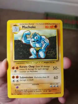 1999 POKEMON BASE SET MACHOKE CARD 34/102, PACK FRESH MINT - Image 1