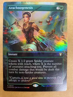 MTG 1x FOIL BORDERLESS Arachnogenesis 647 Commander Masters Magic the Card x1 NM - Image 1
