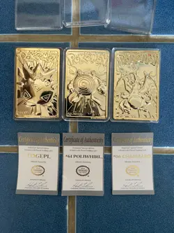 Pokemon 23K Gold Plated Cards w/ Pokeballs + COAs - Charizard, Poliwhirl, Togepi - Image 4