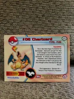 1999 Topps Pokemon Series 1 #06 Charizard - TV Animation Pokemon Card Nintendo - Image 3