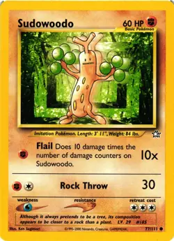 Pokemon TCG Sudowoodo 77/111 Common Neo Genesis Unlimited VLP - Image 1