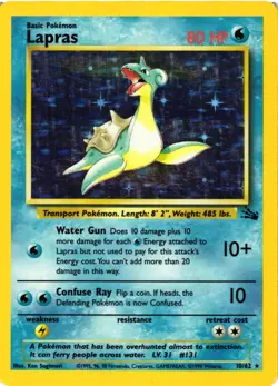 Pokemon TCG Lapras Fossil 10/62 Holo Unlimited Holo Rare MP - Image 1