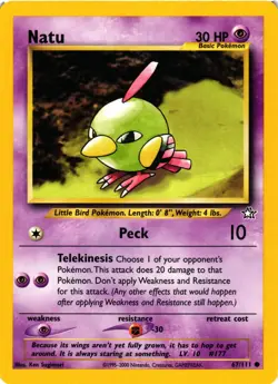 Pokemon TCG Natu Neo Genesis 67/111 Unlimited Regular Common VLP - Image 1