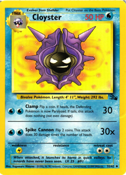 Pokemon TCG Cloyster Fossil 32/62 Regular Unlimited Uncommon DMG - Image 1