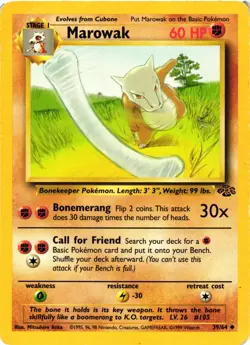 Pokemon TCG Marowak Jungle Card 39/64 Unlimited Uncommon DMG - Image 1