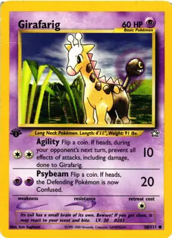 Pokemon TCG Girafarig Neo Genesis 1st Edition 58/111 Common DMG - Image 1