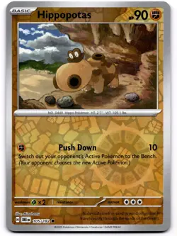 Hippopotas Reverse Holo Common SV10: Destined Rivals 105/182 NM Pokemon - Image 1