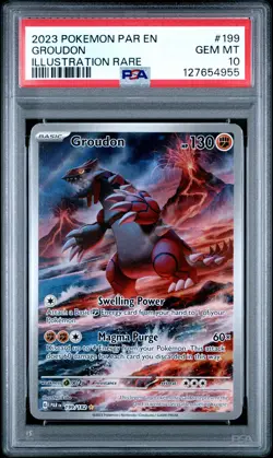 2023 POKEMON PAR EN-PARADOX RIFT ILLUSTRATION RARE #199 GROUDON PSA 10 - Image 1