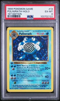 1999 POKEMON BASE SET 1ST EDITION #13 POLIWRATH-HOLO PSA 6 - Image 1