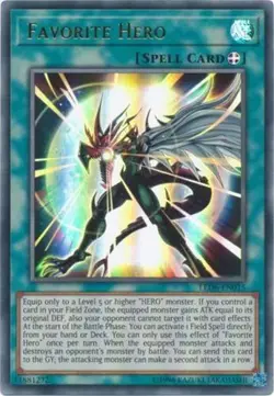 Yugioh! Favorite Hero - LED6-EN015 - Ultra Rare - Unlimited Edition Near Mint, E - Image 1