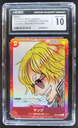 2023 ONE PIECE CCG JAPANESE SANJI FILM RED ALTERNATE ART ST01-004 CGC 10 PT - Image 1
