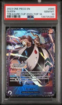 2023 ONE PIECE PROMOS TREASURE CUP 2023-TOP 16 #005 QUEEN PSA 10 - Image 1