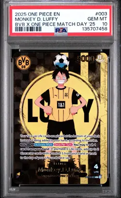 2025 ONE PIECE PROMOS BVB X ONE PIECE MATCH DAY 2025 #003 MONKEY D. LUFFY PSA 10 - Image 1