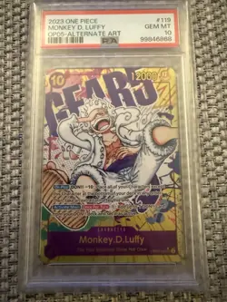 One Piece 2023 Gear 5 Monkey D Luffy OP05-119 English PSA 10 Alt Art SEC Card - Image 1