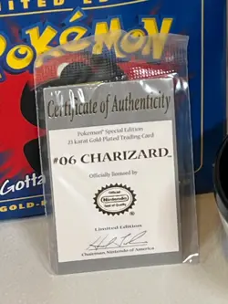 23K Gold Plated CHARIZARD Trading Card 1999 Burger King Pokemon Ball Limited Ed. - Image 3