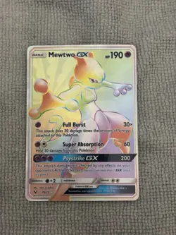 Pokemon Mewtwo GX 76/73 Rainbow Secret Rare Holo Card Shining Legends - Image 1