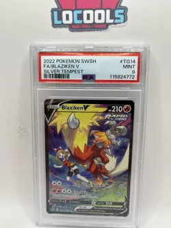 2022 POKEMON SWORD & SHIELD SILVER TEMPEST FULL ART #TG14 BLAZIKEN V PSA 9 Mint - Image 1