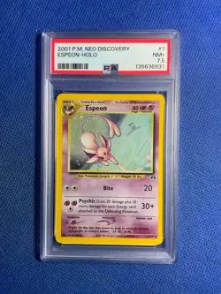 2001 Neo Discovery Espeon 1/75 Holo Foil Rare Pokemon PSA 7.5 - Image 1