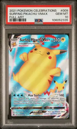 Surfing Pikachu VMAX - 009/025 - Full Art - Celebrations - PSA 10 - Pokemon TCG - Image 1