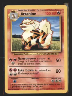 Pokemon Base Set Arcanine #023/102 WOTC Uncommon - Image 1