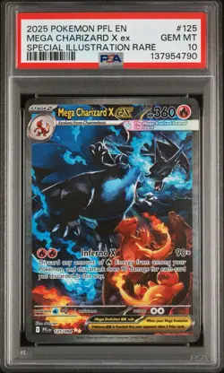 2025 POKEMON PFL SPECIAL ILLUSTRATION RARE #125 MEGA CHARIZARD X EX PSA 10 - Image 1