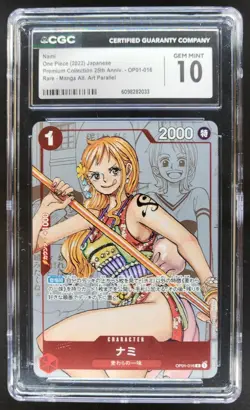 2022 ONE PIECE CCG JAPANESE NAMI RARE MANGA ALT ART PARALELL OP01-016 CGC 10 PT - Image 1