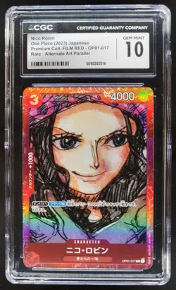 2023 ONE PIECE CCG JAPANESE NICO ROBIN FILM RED RARE ALT ART OP01-017 CGC 10 PT - Image 1
