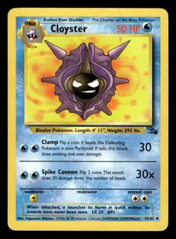 Cloyster 32/62 Uncommon Fossil Set Pokemon Card - 2 - Image 1