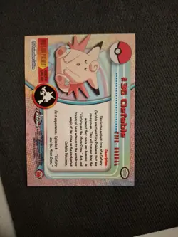 2000 Topps Chrome Pokemon Clefable #36 Base Card - TV Animation Edition - Image 3