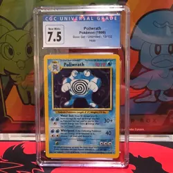 Poliwrath Base Set Unlimited 13/102 Holo Rare CGC 7.5 Pokemon Card 1999 - Image 1