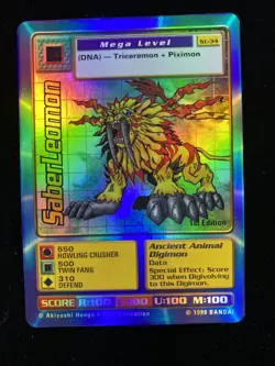 SaberLeomon ST-34 1st Edition Holo Digimon Trading Card - NM - Image 1