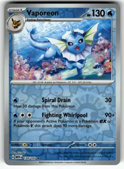 Vaporeon 134/165 SV: Scarlet & Violet 151 NM Pokemon Card TCG - Image 1