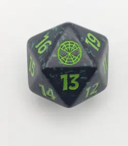 Magic the Gathering Spider-man Prerelease D20 Black Green Spindown Dice 2025 - Image 1