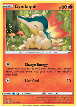 CYNDAQUIL SWSH221 SWORD & SHIELD POKEMON (HOLO RARE PROMO, NM) - Image 1