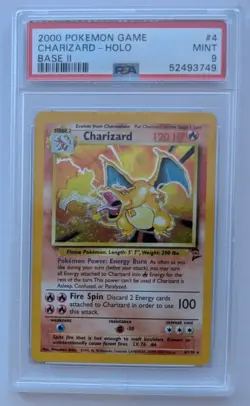 1999 Pokemon Base Set 2 Charizard #4 Holo PSA 9 Mint - Image 1