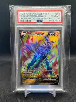 2022 POKEMON SWSH BLACK STAR PROMO #255 FULL ART/ORIGIN FORME DIALGA V PSA 10 - Image 1